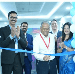 L to R - Mr. Ganesh Kalyanaraman, Managing Director of the IDC and North America, Version 1 and Dr. Sunil K Singh, Board member, inaugurating the India Delivery Centre
